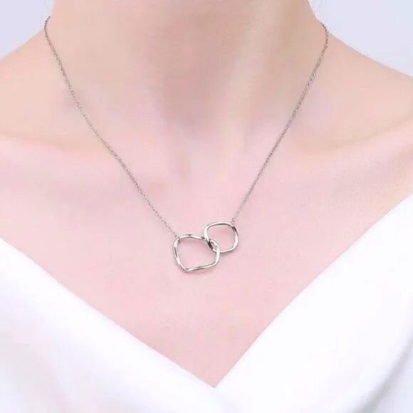 New Gold /Silver Simple Double Loop Necklace - Picture 1 of 8